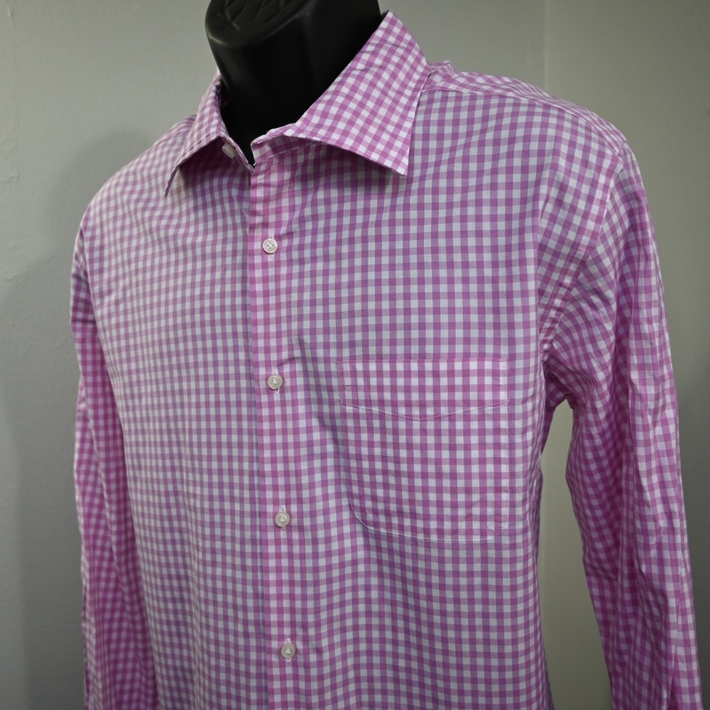 Onward Reserve Bear Dress Shirt Pink Plaid‎ Long Sleeve Button Up Mens Size XL